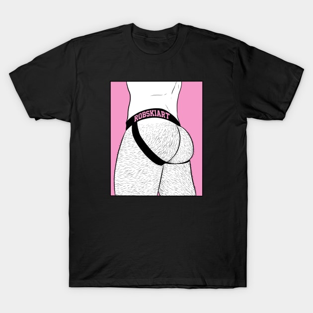 Jock butt - pink and white T-Shirt by RobskiArt